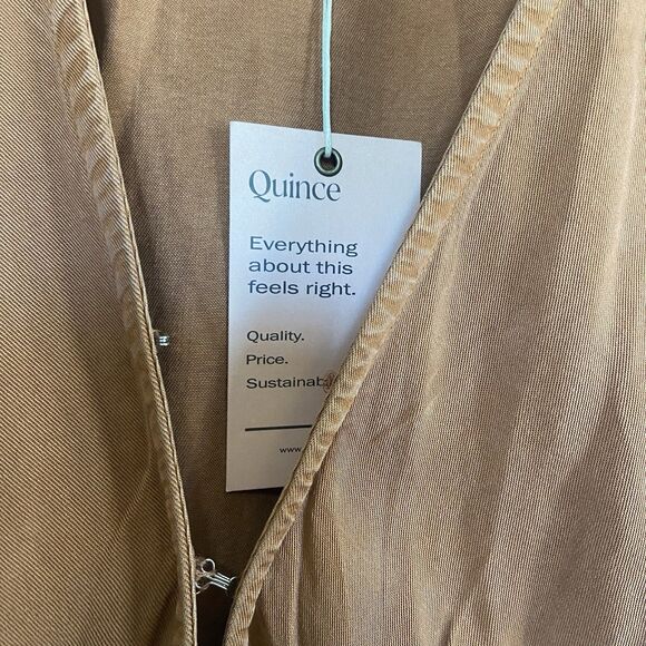 Quince Vintage Wash Tencel Button Front Tie Back Dress Terracotta Size Small - Picture 4 of 13